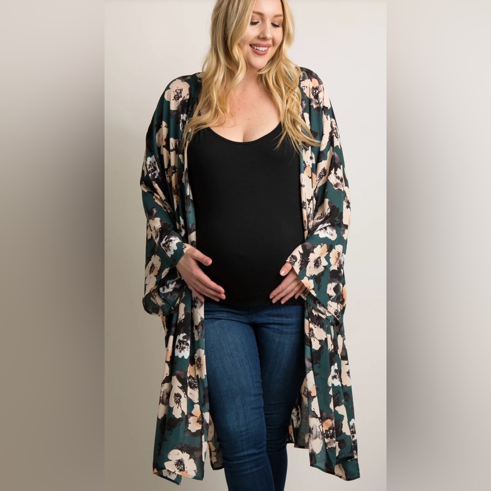 Pinkblush Floral Chiffon Long Maternity Coverup